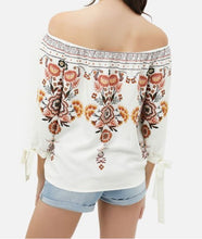 Load image into Gallery viewer, Embroidered Flower Off-Shoulder Top
