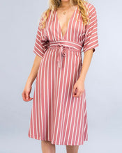 Load image into Gallery viewer, Plunging Stripe Dress

