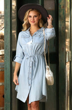 Load image into Gallery viewer, Button Up Denim Chambray Dress
