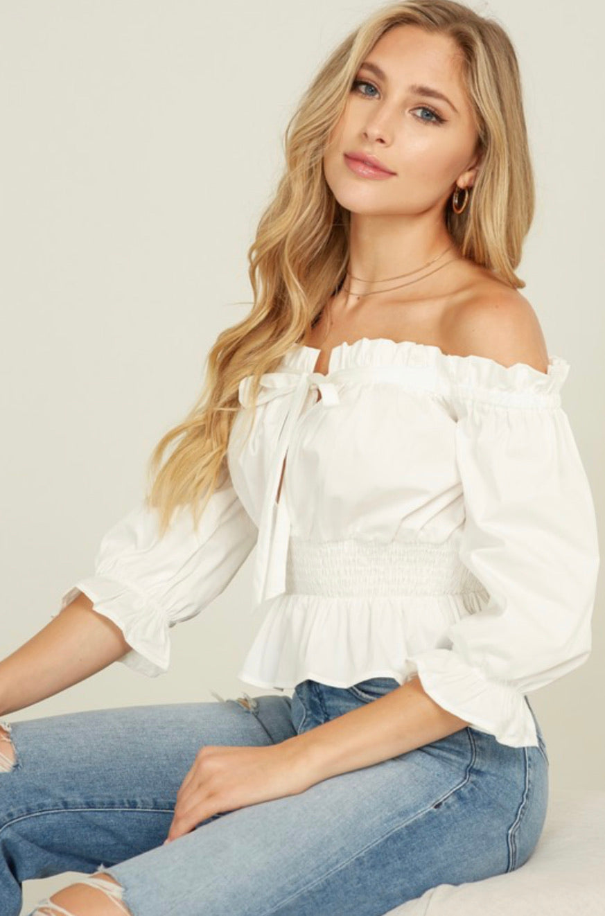 Lucy Front Ribbon Off the Shoulder Top