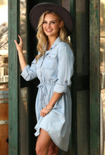 Load image into Gallery viewer, Button Up Denim Chambray Dress
