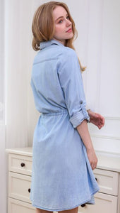 Button Up Denim Chambray Dress