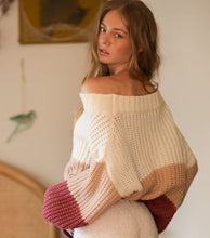 Load image into Gallery viewer, Color Block Off Shoulder Sweater Top Color Block
