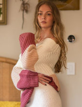 Load image into Gallery viewer, Color Block Off Shoulder Sweater Top Color Block
